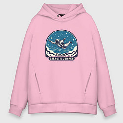 Толстовка оверсайз мужская Прыжок с парашютом из космоса ретро винтаж, цвет: светло-розовый