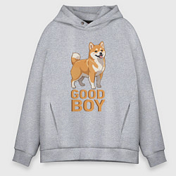 Толстовка оверсайз мужская Собака акита-ину, цвет: меланж