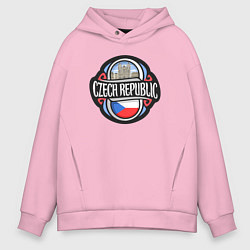 Толстовка оверсайз мужская Czech Republic, цвет: светло-розовый