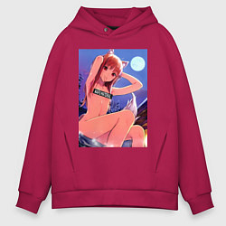 Толстовка оверсайз мужская Волчица и пряности Холо waifu, цвет: маджента