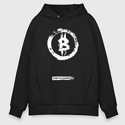 Толстовка оверсайз мужская Биткоин белый - криптовалюта, цвет: черный