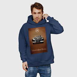 Толстовка оверсайз мужская Mercedes-benz автомобиль, цвет: тёмно-синий — фото 2