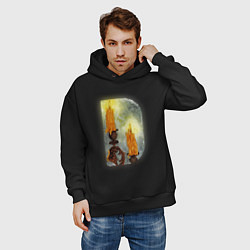 Толстовка оверсайз мужская Две свечи на подсвечнике, цвет: черный — фото 2