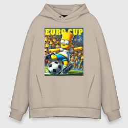 Толстовка оверсайз мужская Euro cup - Bart Simpson, цвет: миндальный
