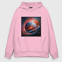 Толстовка оверсайз мужская Огненная планета, цвет: светло-розовый