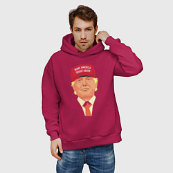 Толстовка оверсайз мужская Trump - America, цвет: маджента — фото 2