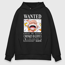 Толстовка оверсайз мужская Monkey D Luffy - wanted, цвет: черный