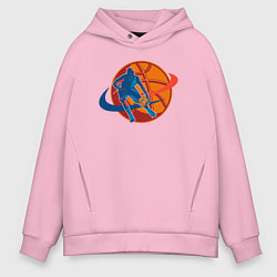 Толстовка оверсайз мужская Basket mood, цвет: светло-розовый