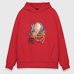 Толстовка оверсайз мужская One-Punch Man главный герой, цвет: красный