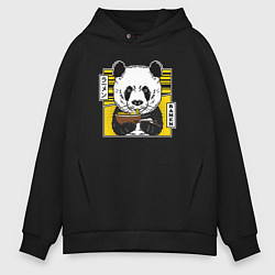 Толстовка оверсайз мужская Панда рамен, цвет: черный