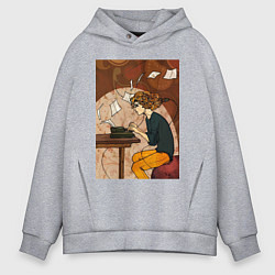 Толстовка оверсайз мужская Писатель, цвет: меланж