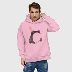 Толстовка оверсайз мужская Мацумото Ходжи - жаба живопись, цвет: светло-розовый — фото 2