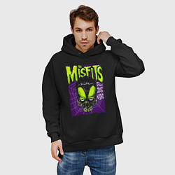 Толстовка оверсайз мужская Misfits rock band, цвет: черный — фото 2