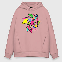 Толстовка оверсайз мужская Абстрактный радужный коллейдоскоп, цвет: пыльно-розовый