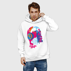 Толстовка оверсайз мужская Hip Hop DJ музыка, цвет: белый — фото 2