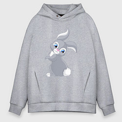 Толстовка оверсайз мужская Веселый красивый заяц русак, цвет: меланж