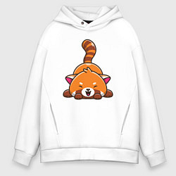 Толстовка оверсайз мужская Cute red panda, цвет: белый