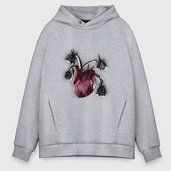 Толстовка оверсайз мужская Увядшее сердце, цвет: меланж