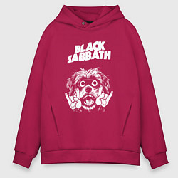 Толстовка оверсайз мужская Black Sabbath rock dog, цвет: маджента