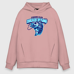Толстовка оверсайз мужская Fishing club dead bass, цвет: пыльно-розовый