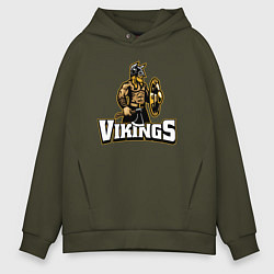 Толстовка оверсайз мужская Vikings team, цвет: хаки