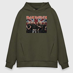 Толстовка оверсайз мужская Iron Maiden rock band colored, цвет: хаки