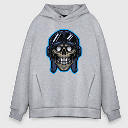 Толстовка оверсайз мужская Авиатор череп, цвет: меланж