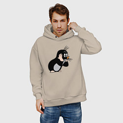 Толстовка оверсайз мужская Чешский крот в шоке от происходящего, цвет: миндальный — фото 2