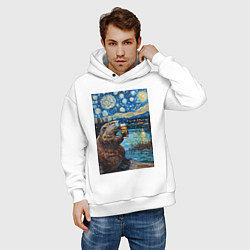 Толстовка оверсайз мужская Бобр курва польский, цвет: белый — фото 2