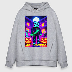 Толстовка оверсайз мужская Halloween and Minecraft - neon collaboration, цвет: меланж