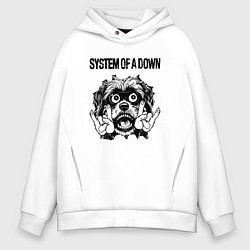Толстовка оверсайз мужская System of a Down - rock dog, цвет: белый