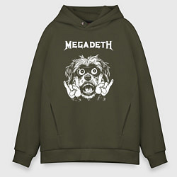 Толстовка оверсайз мужская Megadeth rock dog, цвет: хаки