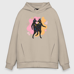 Толстовка оверсайз мужская Танец лисичек, цвет: миндальный