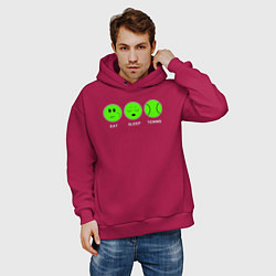 Толстовка оверсайз мужская Eat sleep tennis, цвет: маджента — фото 2