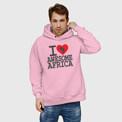 Толстовка оверсайз мужская Я люблю потрясающую Африку, цвет: светло-розовый — фото 2