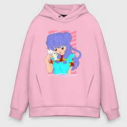 Толстовка оверсайз мужская Ранма - shampoo anime girl, цвет: светло-розовый