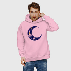 Толстовка оверсайз мужская Лунный маяк, цвет: светло-розовый — фото 2