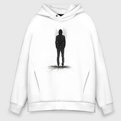 Толстовка оверсайз мужская Тёмный силуэт в капюшоне, цвет: белый
