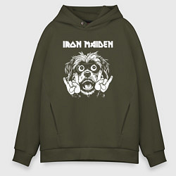 Толстовка оверсайз мужская Iron Maiden rock dog, цвет: хаки