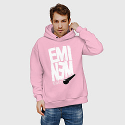 Толстовка оверсайз мужская Eminem - microphone, цвет: светло-розовый — фото 2