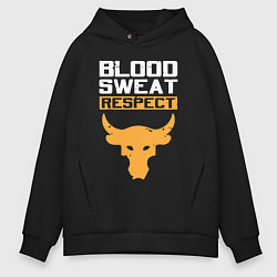 Толстовка оверсайз мужская Blood sweet respect logo, цвет: черный