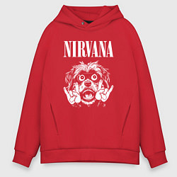 Толстовка оверсайз мужская Nirvana rock dog, цвет: красный