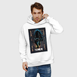 Толстовка оверсайз мужская Fenrir black vinyl, цвет: белый — фото 2