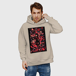 Толстовка оверсайз мужская Девушка кошка, цвет: миндальный — фото 2