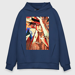 Толстовка оверсайз мужская Ван-Пис Луффи Монки арт, цвет: тёмно-синий