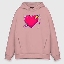 Толстовка оверсайз мужская Сердечко и карандаш, цвет: пыльно-розовый