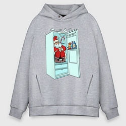 Толстовка оверсайз мужская Санта в холодильнике, цвет: меланж