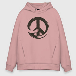 Толстовка оверсайз мужская Peace hugs, цвет: пыльно-розовый