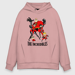 Толстовка оверсайз мужская Суперсемейка персонажи, цвет: пыльно-розовый