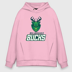 Толстовка оверсайз мужская Milwaukee Bucks NBA, цвет: светло-розовый